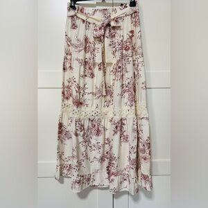 Floral Print Cream and Mauve Skirt